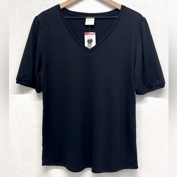 Mod Ref - Women's Short Sleeve Sweater V-Neck Black - XL - Picture 4 of 13